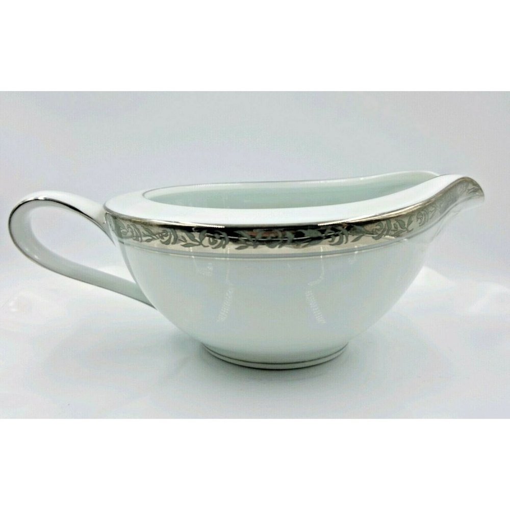 Noritake Silvester Creamer Platinum Band Etched Flowers